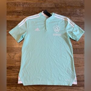LA Galaxy adidas Henley AEROREADY Polo - Mint